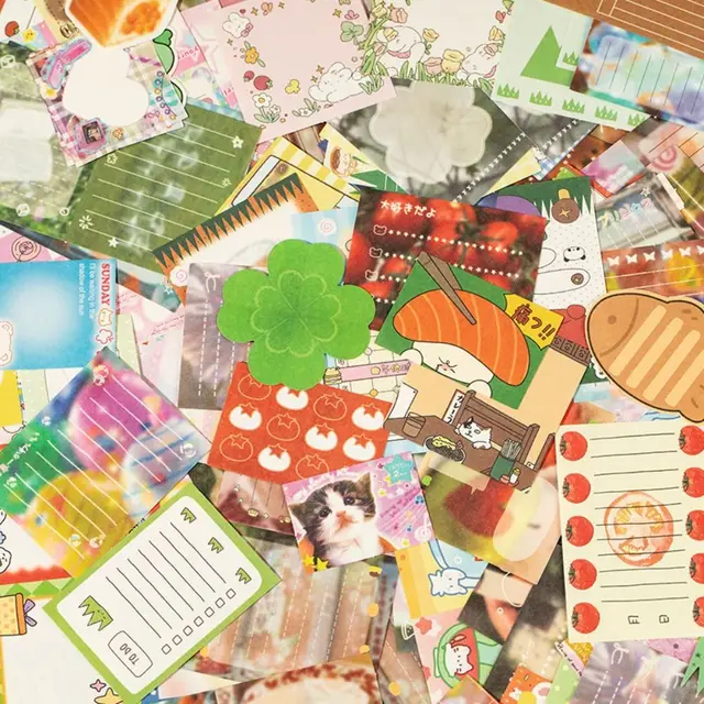 200Pcs/bag 4 Styles Sticky Notes Material Pack DIY Mood Graffiti Seriers Memo Pads Gift Cartoon Message Paper Diary Decorati 6