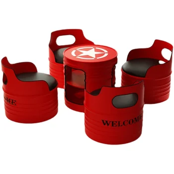 Industrial Oil-Drum Bar Table & Chair Set 1