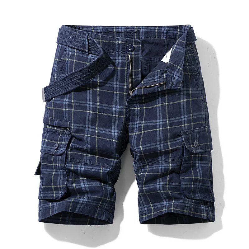 2022 Summer Men Cargo Shorts Mens Cotton Casual Breeches Stripe Quick Dry Multi Pocket Shorts Fashion Beach Pants Shorts Male 3