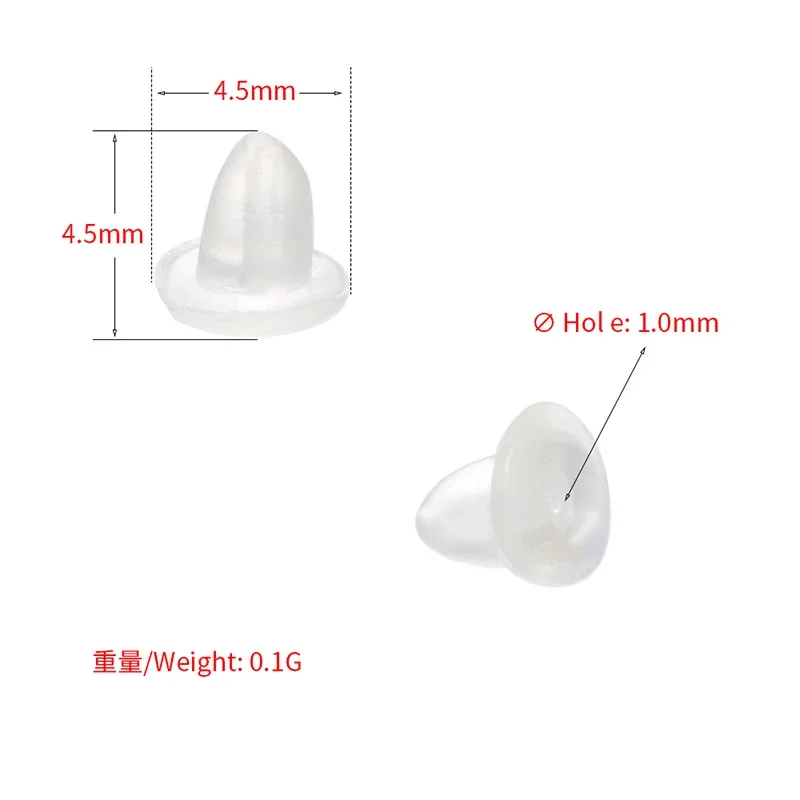 100 200 Clear Rubber Plastic Silicone Earring Back Safety Stoppers Findings