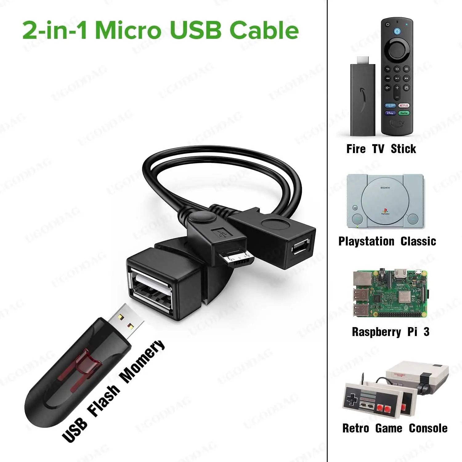 Mini Usb Micro Usb Otg Adaptador Host Power y Divisor Usb para Micro Pinos Macho Fêmea Cabo para Vara de Fogo Acessórios do Telefone Android - Imagem 4