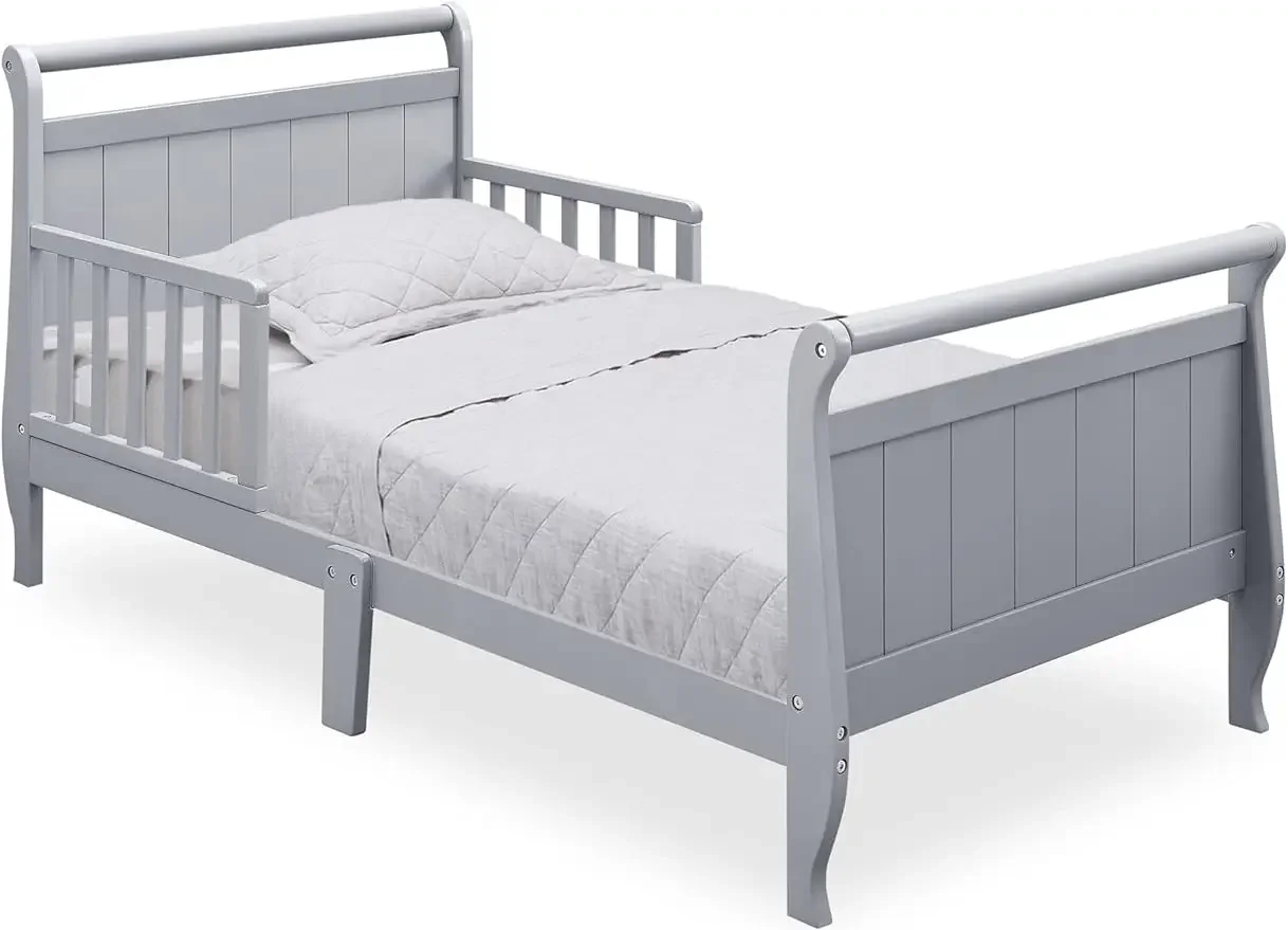 

Children Wood Sleigh Toddler Bed, Grey, Crib