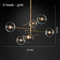 SANDYHA Creative Art Glass Ball Pendant Light Nordic Design Black Gold LED Chandelier for Stylish Living Room Bedroom Home Decor 6