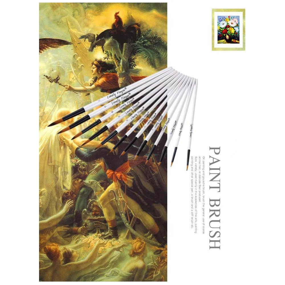 12 PCS Round Paint Artist Brushes Set for Acrylic Watercolor Oil Painting, Crafts, Canvas, Rock, Miniature Model & Fine Detail 6