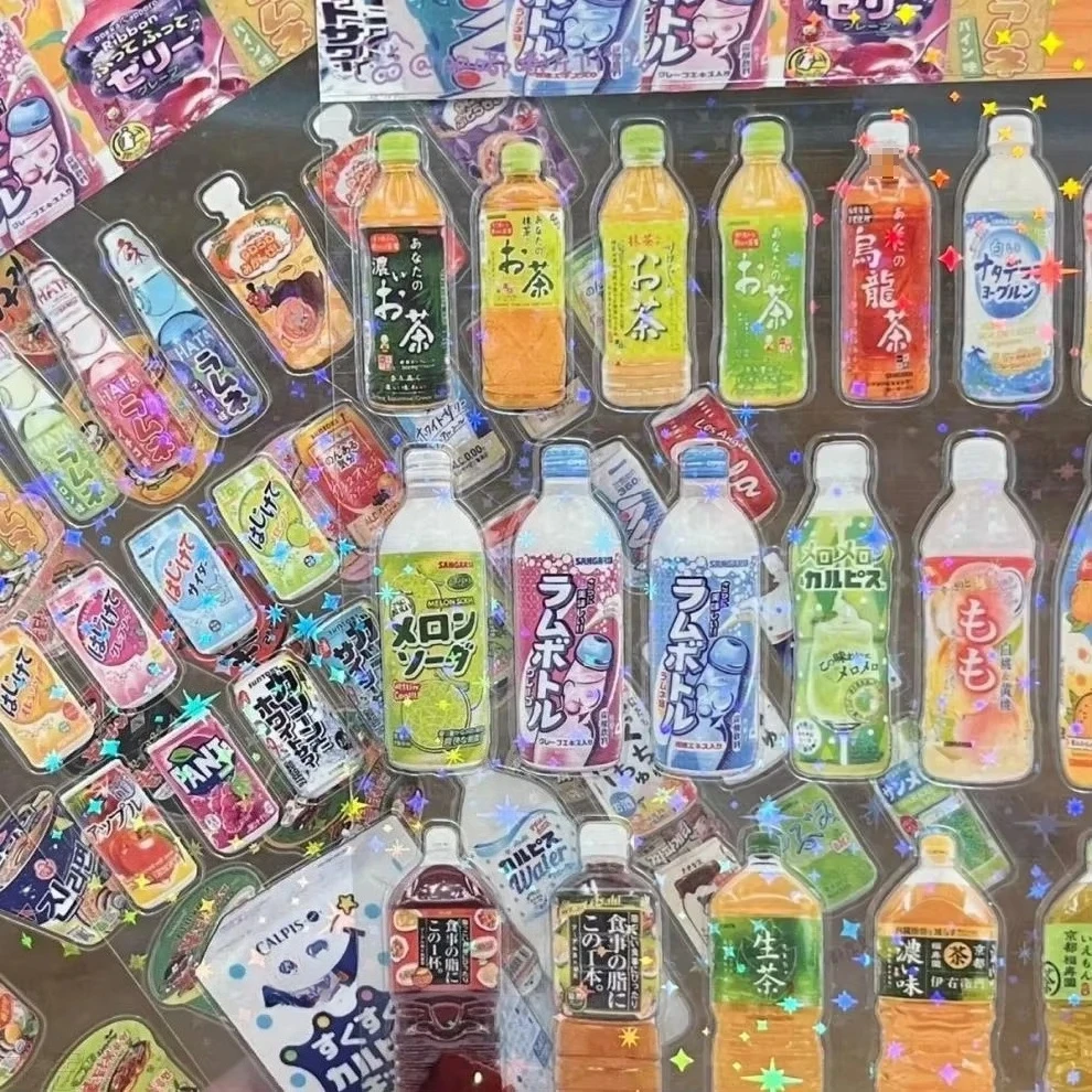 10 adesivi per imballaggio alimentare snack per telefono PET impermeabile adesivo per album di cartoni animati diario di cancelleria Kawaii - immagine 5