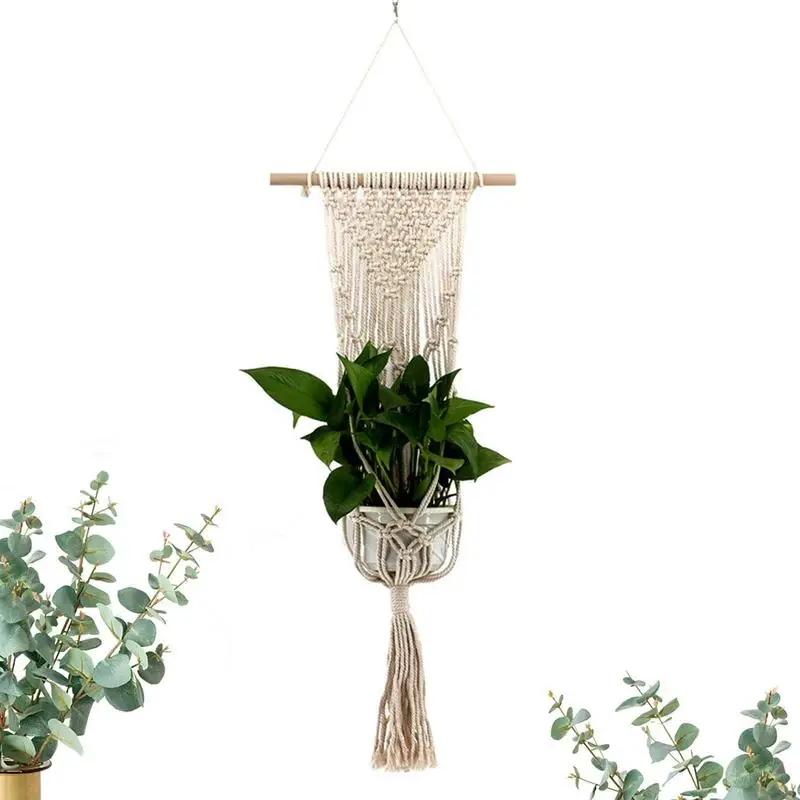 

Macrame Plant Hanger 42.91 Inches Hanging Planter Basket Wall-Mounted Decorative Flower Pot Net Bag For Indoor Outdoor Boho