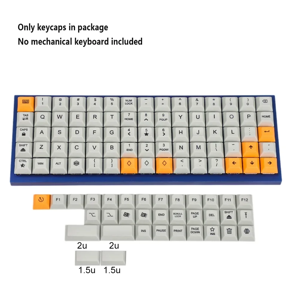 YMDK DSA Gray Orange 107 Keycaps Dye Sub PBT 1.4mm Thickness