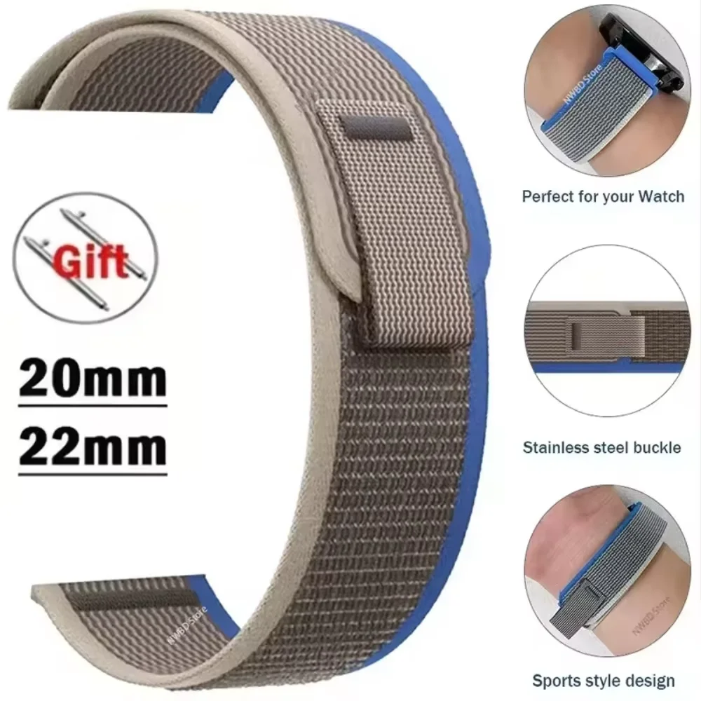 Breathable Trail Nylon Loop Strap - 20/22mm Adjustable Bracelet