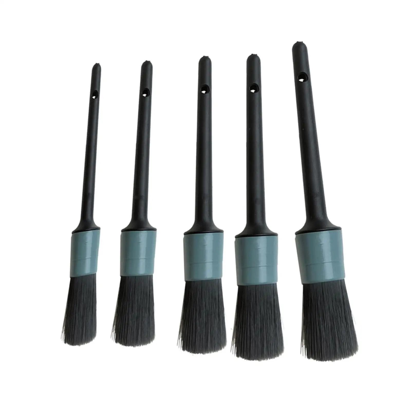 Set of 5 Car Detail Brush , Nylon Bristles with Hole On The Top of Handle for Wet and Dry Use Easy Storage Brushes