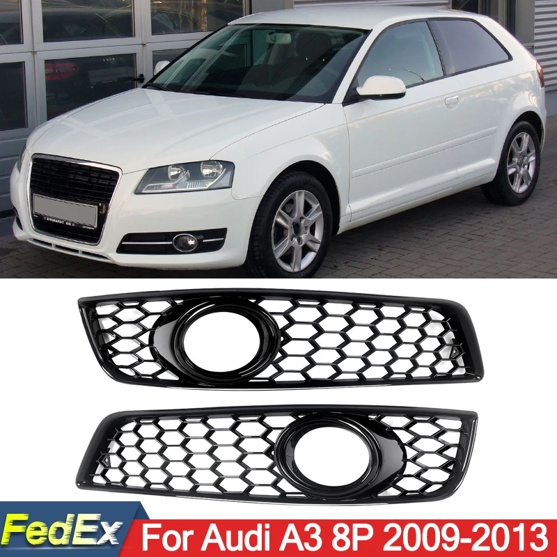 

Передняя противотуманная фара для Audi A3 8P 2009-12, бампер, решетка радиатора, черная сотовая крышка