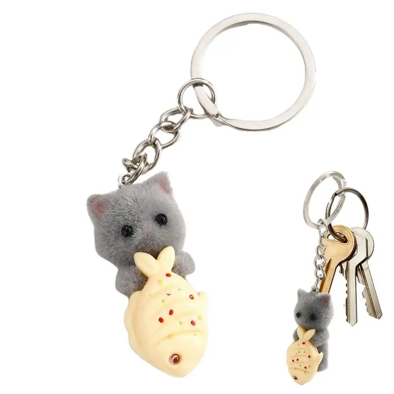 Cat Keychain Cat And Fish Women Keychain Novelty Adorable Funny Creative Kitten Keychain Party Favor For Backpack Wallet Animals