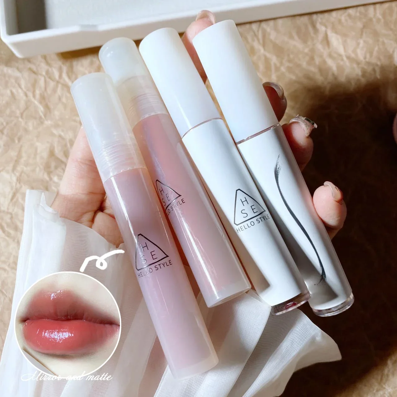 Mirror Glass Lipstick Cosmetic Matte Velvet Lip Gloss Waterproof Lip Mud Lasting Women Jelly Rose Korean Tint Glaze Makeup