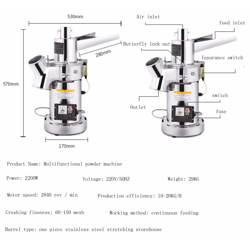 Electric Herbs Spices Nuts Grains Coffee Bean Grinder Mill Grinding DIY Tool Home Medicine Flour Powder Crusher 2