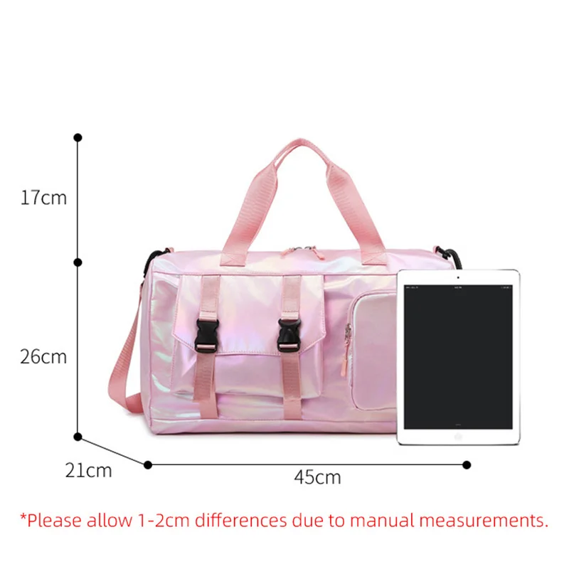 Pearl Glossy Gym Bag Women Fitness Training Handbag Waterproof Yoga Bags Wet Dry Separation Swimming Pack Female Travel Tote Bag 3