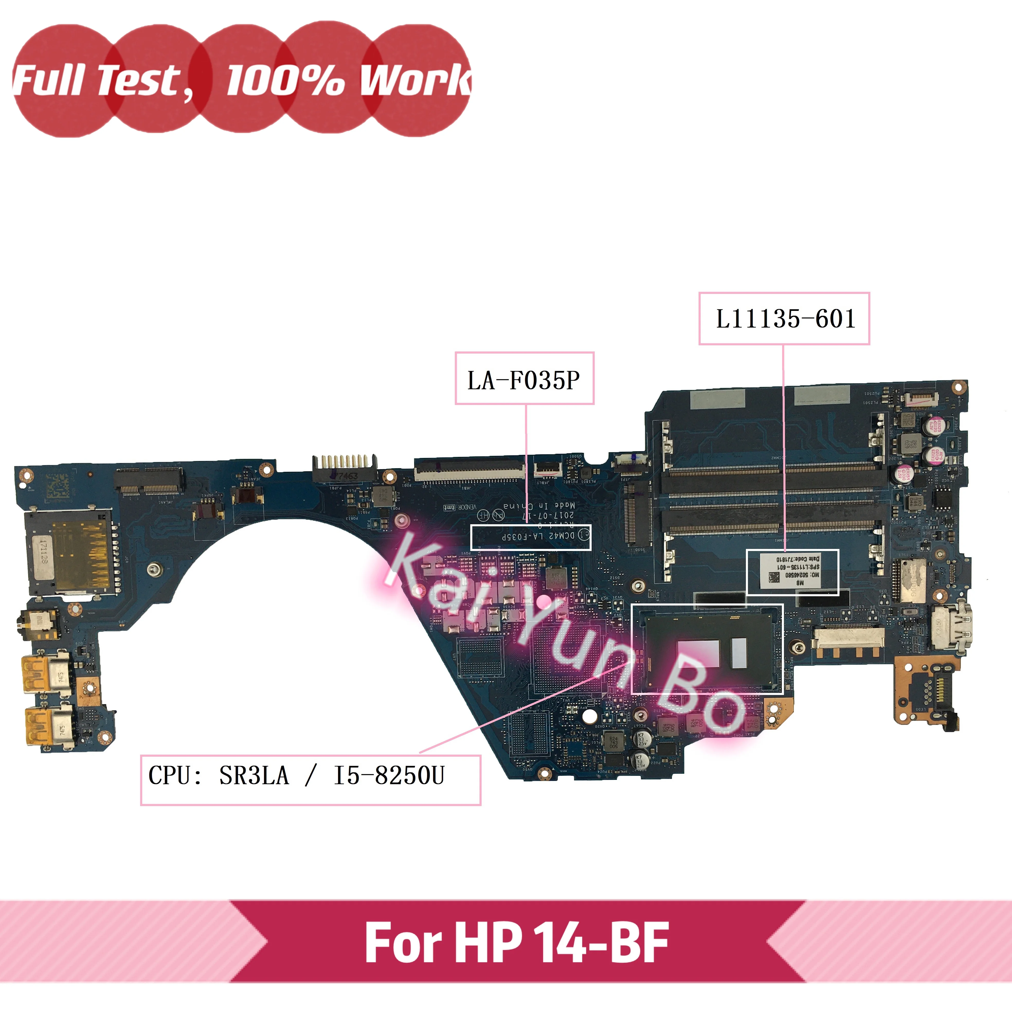 

L11135-601 For HP 14-BF TPN-C131 14-bf040wm 14-bf102tx Laptop Motherboard L11135-001 L11135-501 DCM42 LA-F035P with I5-8250U CPU