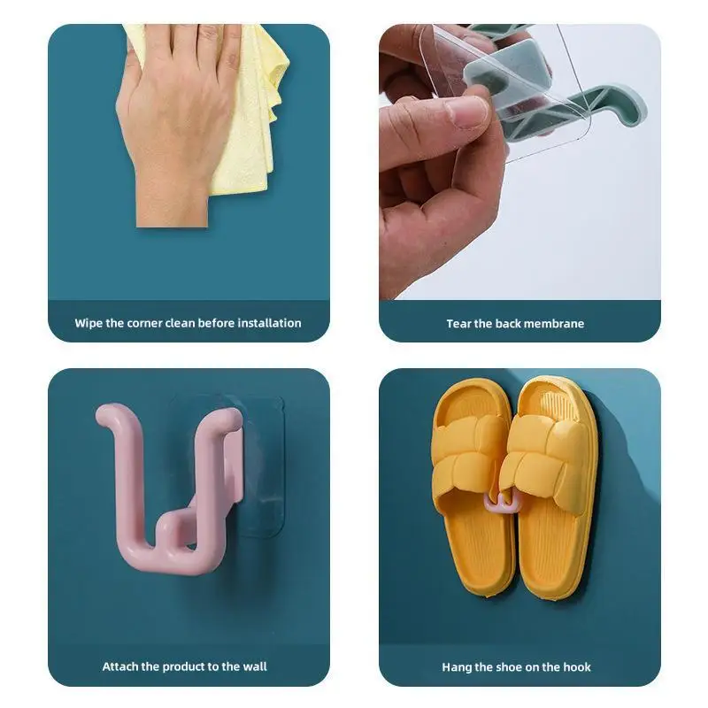 Bathroom Slipper Rack Household Wall-Mounted Perforation-Free Drain Rack Slipper Hook Hanging Simple Shoe Hook