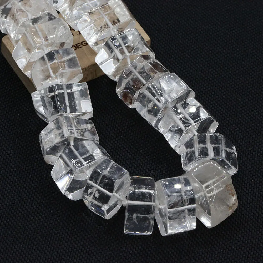 APDGG Natural Clear Quartz Crystal Faceted Cylinder Nugget Real Gemstone Loose Beads 16