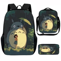 Cartoon Movie My N-neighbors T-totoros Child School Backpack with Lunch Bags ,Pencil Bags ,School Bags for Boys Girls Best Gift