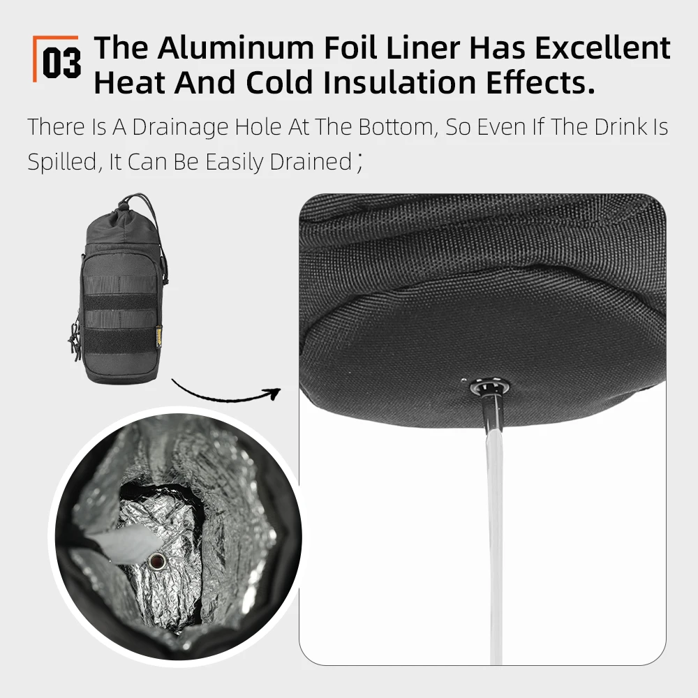 Rhinowalk 오토바이 병 홀더 퀵 릴리스 1.5L 절연 다목적 팩 MOLLE 시스템이있는 오토바이 테일 페인트 백
