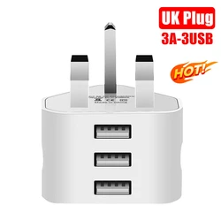 Universal Dual USB Quick Charge Wall Adapter with Multiple Plug Options - UK 3A - 3USB - HOT