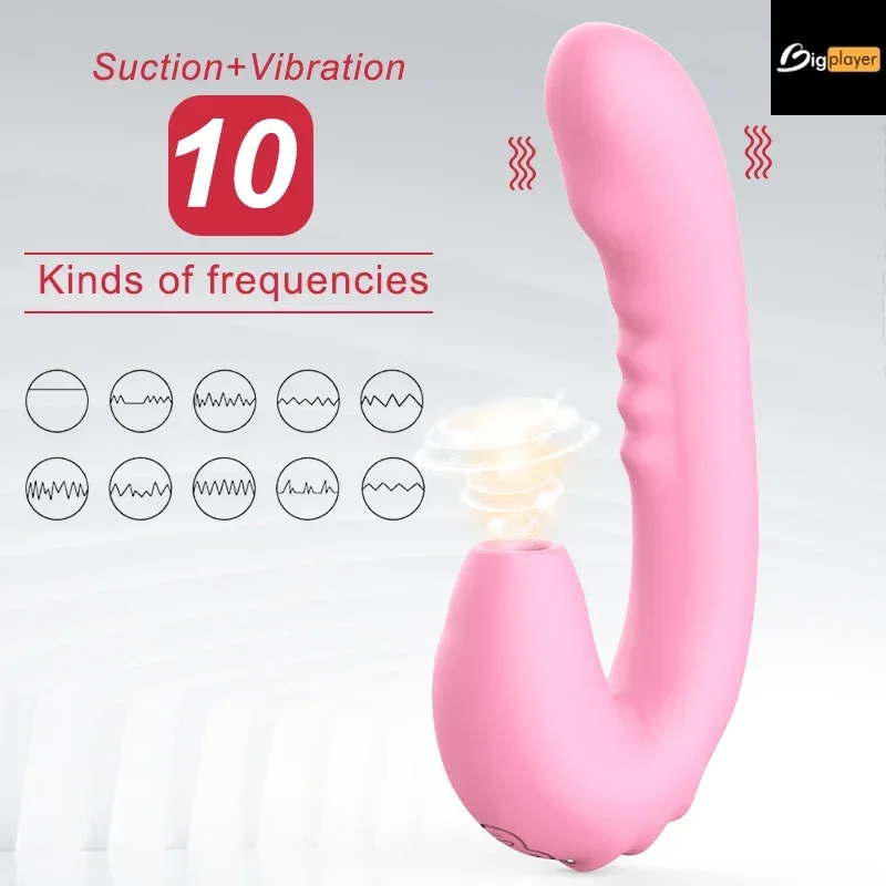 2 in 1 Licking Machine Clitoris Stimulator G-Spot Powerful Vibro Dildo Wand Female Clit Sucker Adult Sex Toys Vibrator for Women