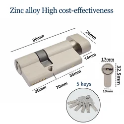 Replacement of lock cylinder for home interior anti-theft doors Keyed door lock Zinc alloy copper alloy 60mm 70mm 80mm