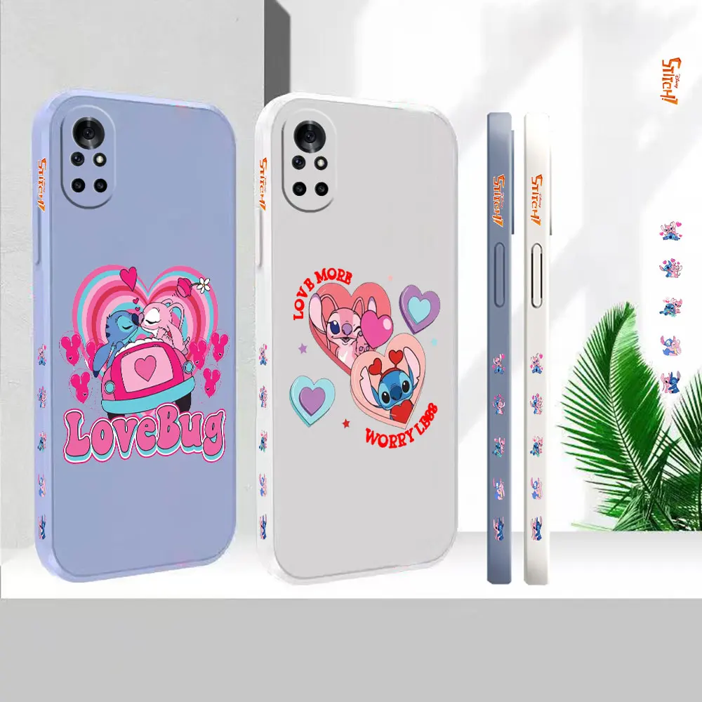 Silicone Liquido Per Huawei Nova 10 10Se 9Se 8 8Se 7 7Se 6 6Se 5 5I 4 3 3I 2S 2 Pro Plus 5G Cover Lilo & Stitch Angel Case Funda