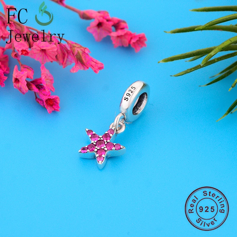 

FC Jewelry Fit Original Pan Charms Bracelet Me Series 925 Sterling Silver Pink Starfish Bead For Making Women Summer Berloque