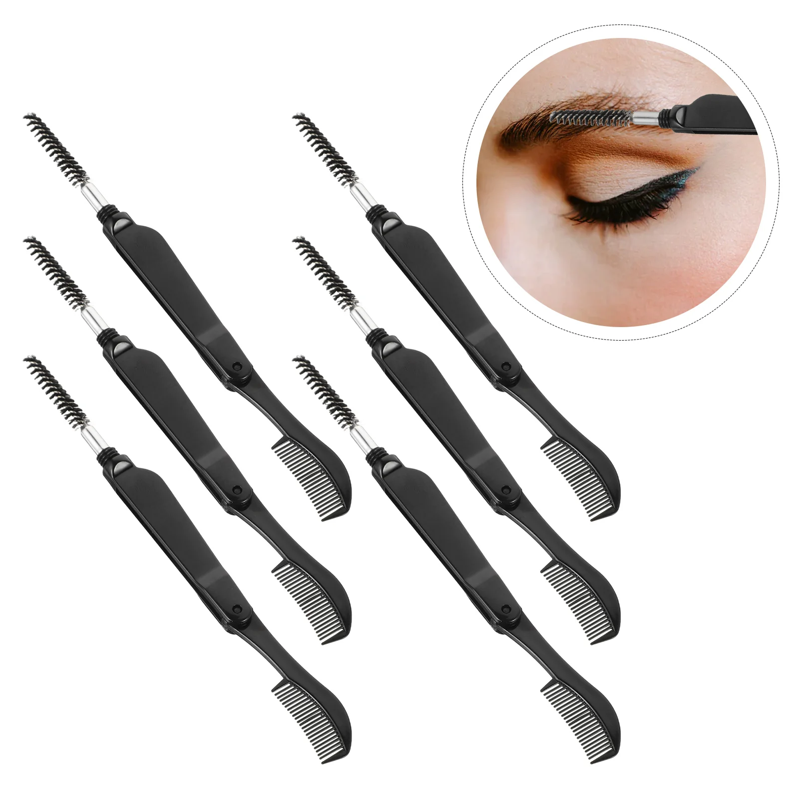 

6 Pcs Folding Mascara Brush Multifunctional Eyelash Angled Makeup Applicator Practical Foldable Brushes Nylon Woman Colorful
