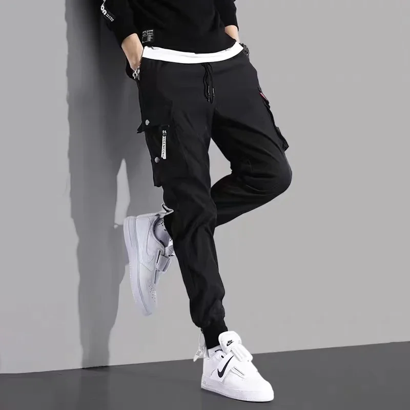 Men's overalls Korean version of the trend of loose casual pants long pants handsome tie-in athletic pants