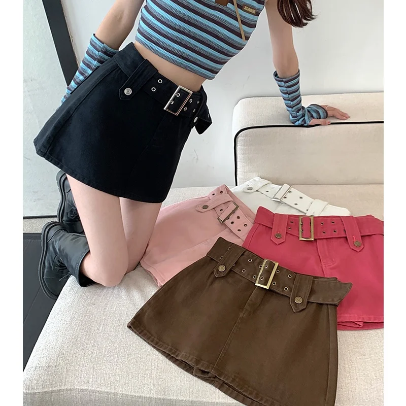 

Vintage Denim High Waist A-Line Short Skirt