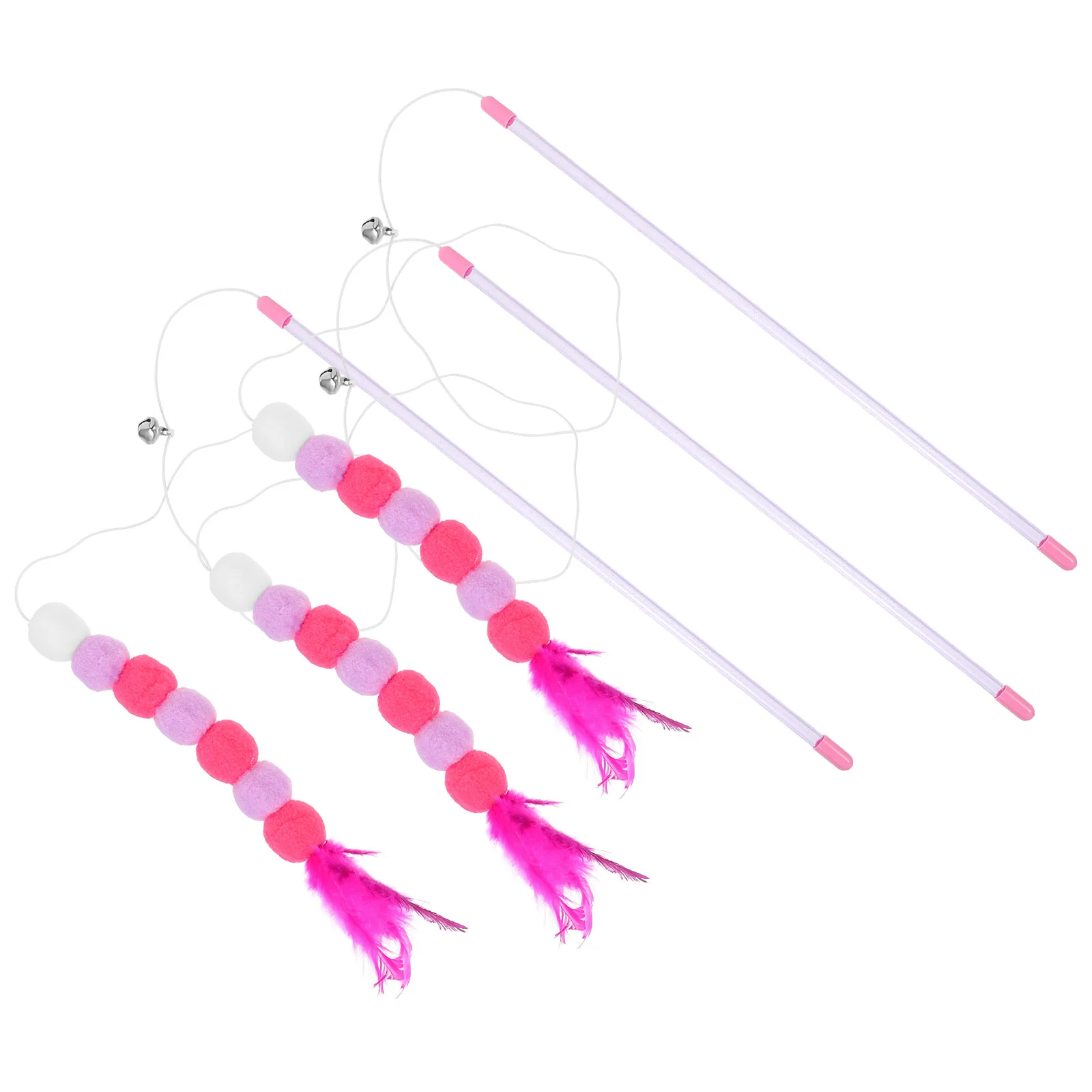 

4 Pcs Cat Wand Funny Stick Toy The Bell Multifunctional Sticks Self-play Teaser