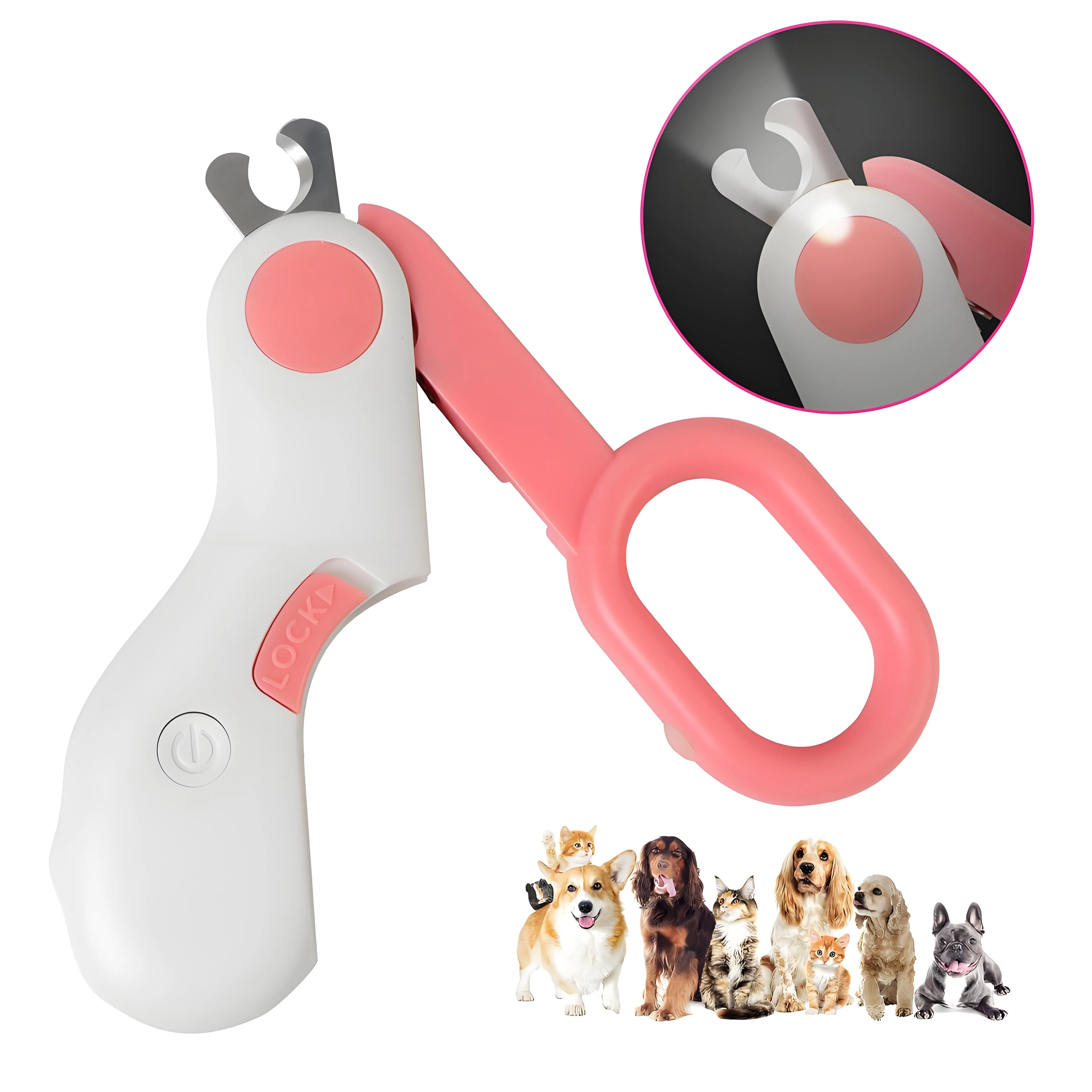 LED Pet Nail Clippers with Safety Guard – Precision Trimmer for Cats & Rabbits