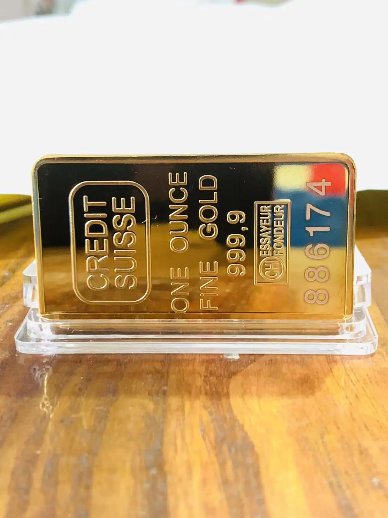 Custom 24k Pure Gold Plated Laser Serial Number 50mm Swiss Coin