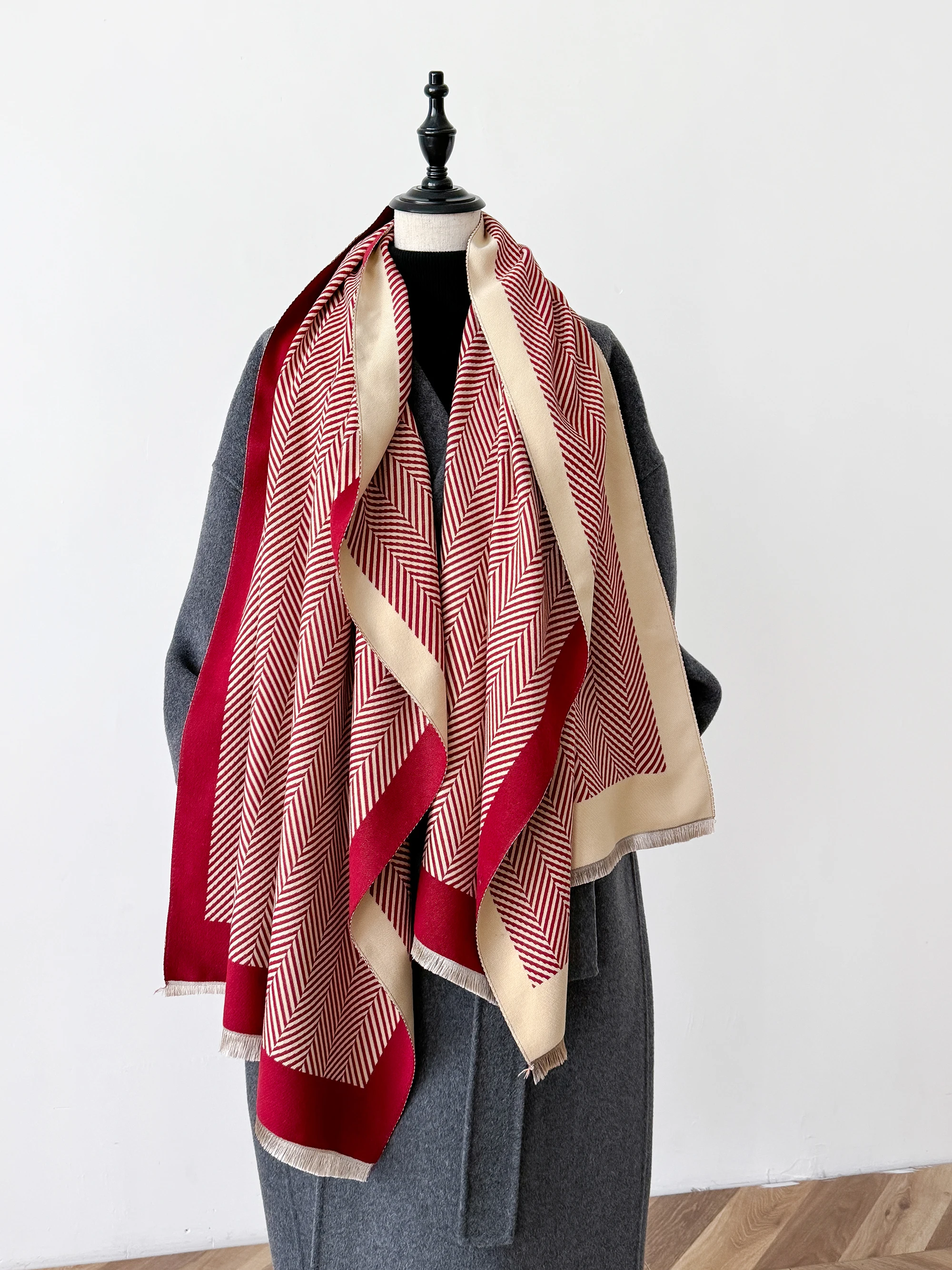 2024 Winter Women Cashmere Scarf Thick Warm Pashmina Shawls Wraps Floral  Jacquard Lady Blanket Echarpe Bufanda Female New