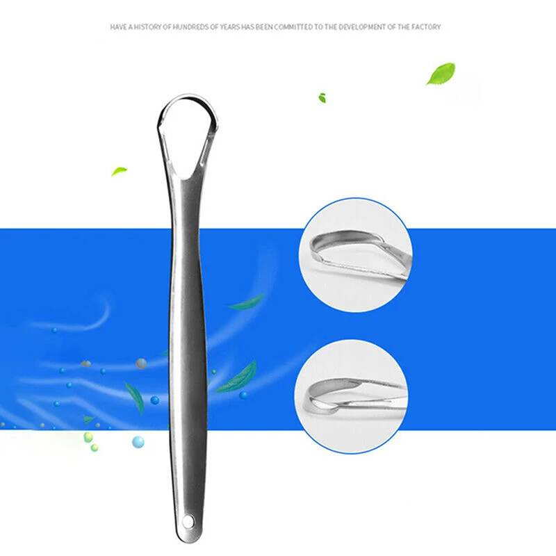 Stainless Steel Tongue Scraper Silver Metal Cleaner Eco-friendly Oral Care Fresh Tool Reusable Breath Brush 2 Pcs-tongue scraper,dental cleaning tools
