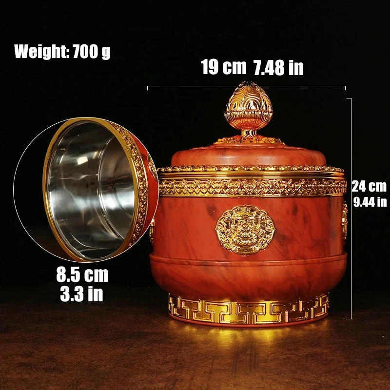 Tibetan Brown Toba Jar Food Bottle Organizer Tantric Metals Handicraft Buddhist Auspicious Tribute Home Gift Desktop Decorative 3