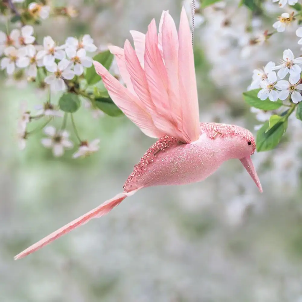 

Attractive Living Room Fake Hummingbird Pendant Home Decor Artificial Bird Ornament Bright Color Adding Vitality