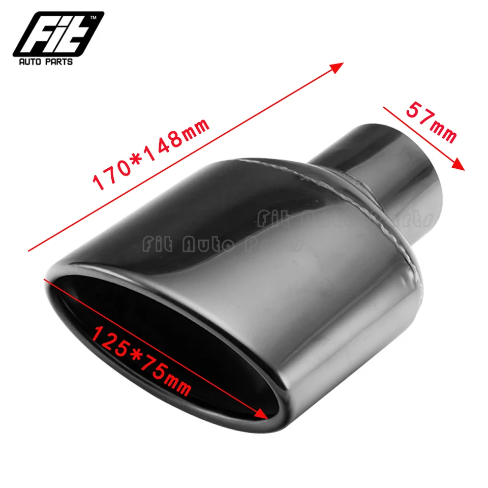 Embout D'échappement Universel Acier Inoxydable Poli - Sortie Ovale/roulée Inclinée - Pour Voiture (DJ3027f-L)
