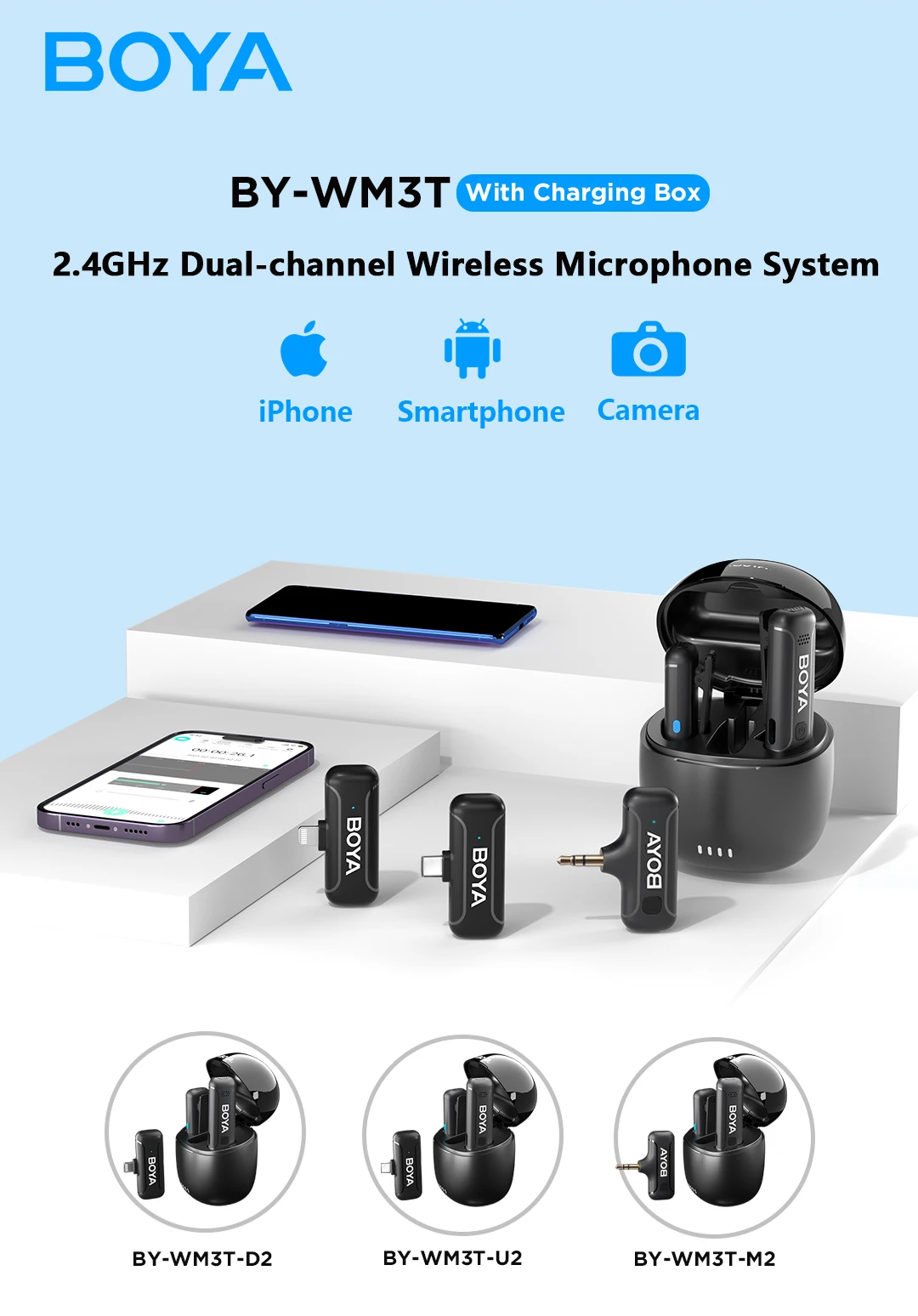 BOYA BY-WM3T-U2 Mini 2.4GHz Wireless Microphone description image