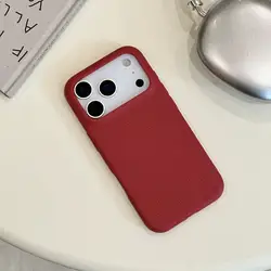 Vibrant Solid Color Soft PU Leather Phone Case with Large Hole Design - iPhone 15 Plus (Red)