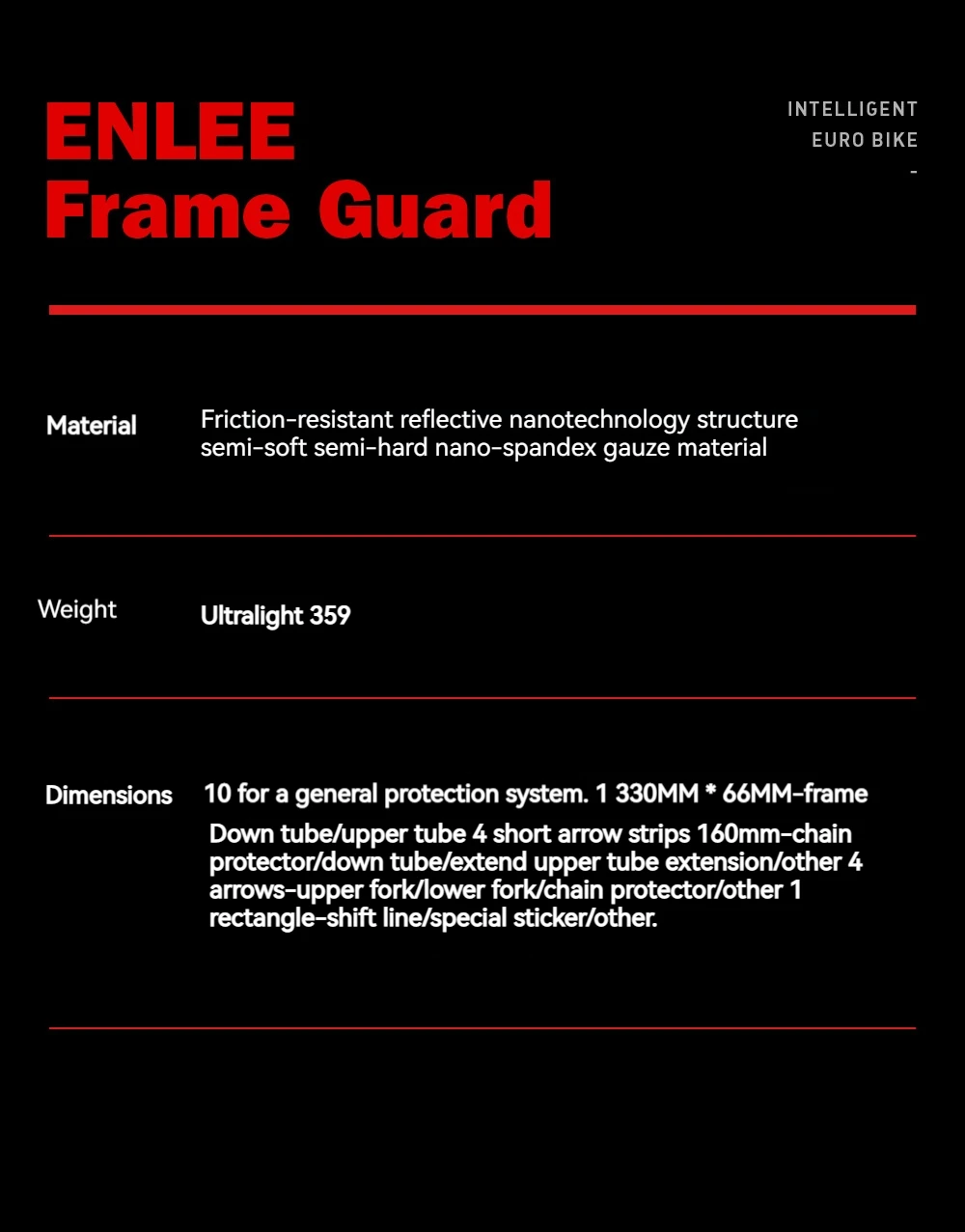 ENLEE MTB Fahrrad Kratzfester reflektierender Aufkleber Protect Frame Protector Abnehmbarer Aufkleber Rennrad Paster Guard Cover – Detail 1