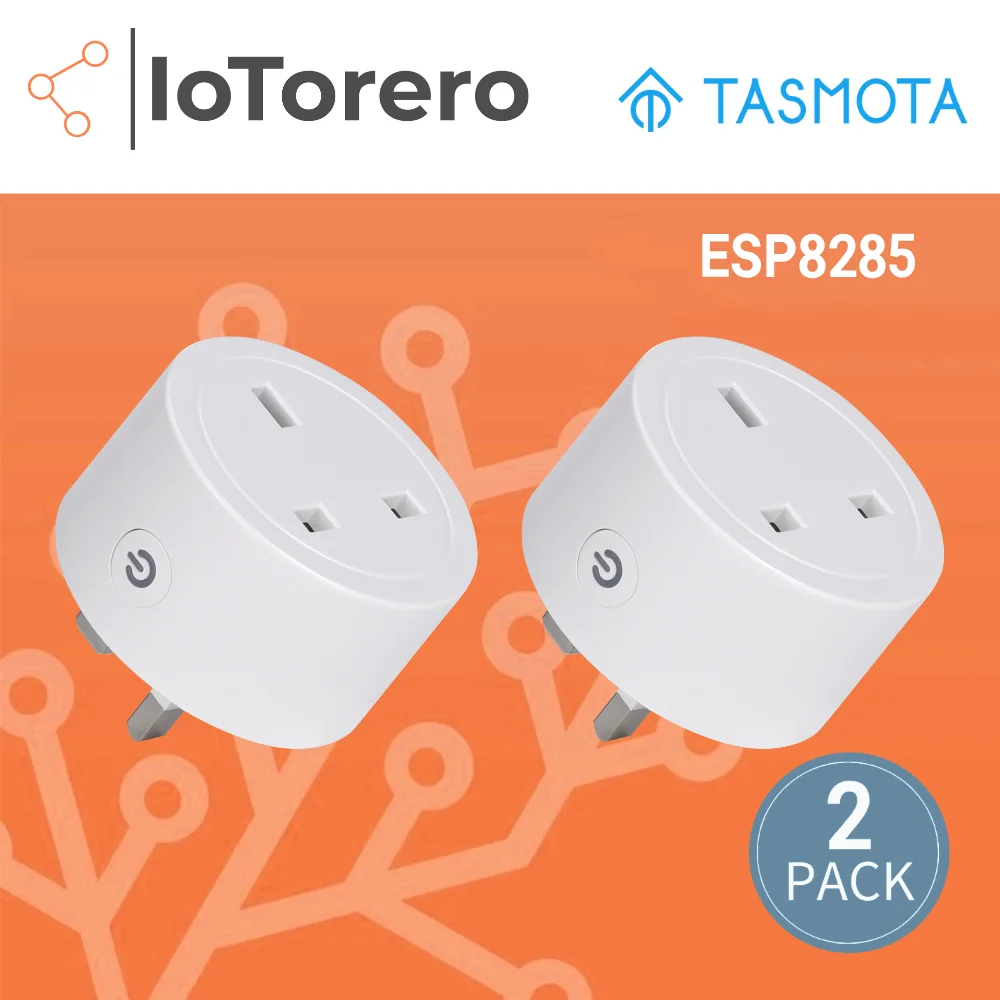 IoTorero 2 PACK Tasmota MQTT ESP8285 UK Plug Consumption Monitoring 13A Works With Home Assistant
