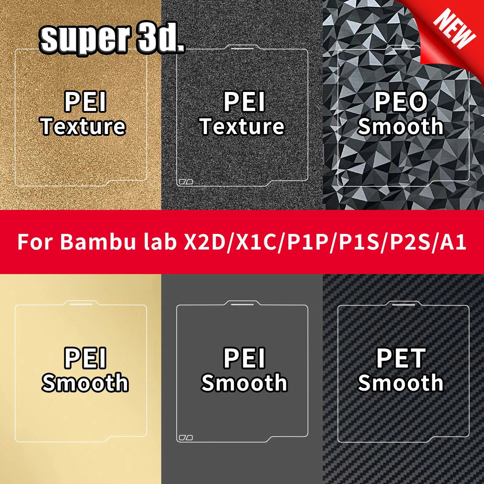 Bambulab Bauplatte 257x257 Federstahlplatte PEO PEY Platte A1 X1C P1S P2S Bambu Lab PEI Bauplatte 3D-Drucker Bambulab Platte