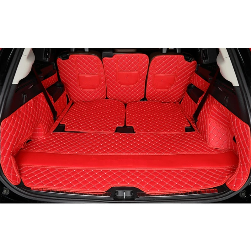 Auto Achterbak Leren Mat voor Volvo XC90 1. Gen (C) 5seats 2002–2014, Anti-Kras Anti-Slip Waterdichte Beschermer Kofferbak Vloermatten Interieur Accessoires,A/Black