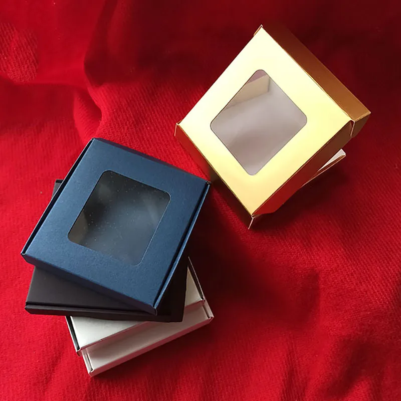 Gold Paper Gift Boxes with PVC Window, 5pcs/10pcs Multi-Size Cardboard Favor Packaging ... - SKU PGBW0939 - UGI Packaging