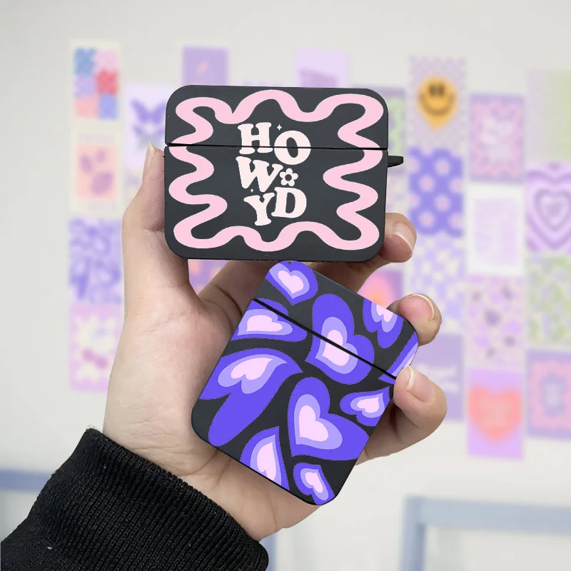 Fashion Art Heart Wave Pink Airpods Custodia Per Air Pod Pro2 3 2 1 Pro Wireless Bluetooth Auricolare Box Heart Cover Funda