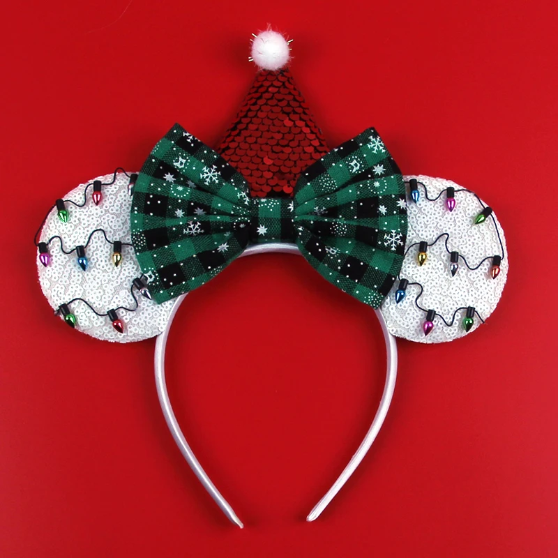 Frohe Weihnachten Pailletten/Samt Schleife Mausohren Haarband für Mädchen Weihnachtstag Stirnband Frauen Mädchen Festival Kinder Cosplay Zubehör – Detail 17