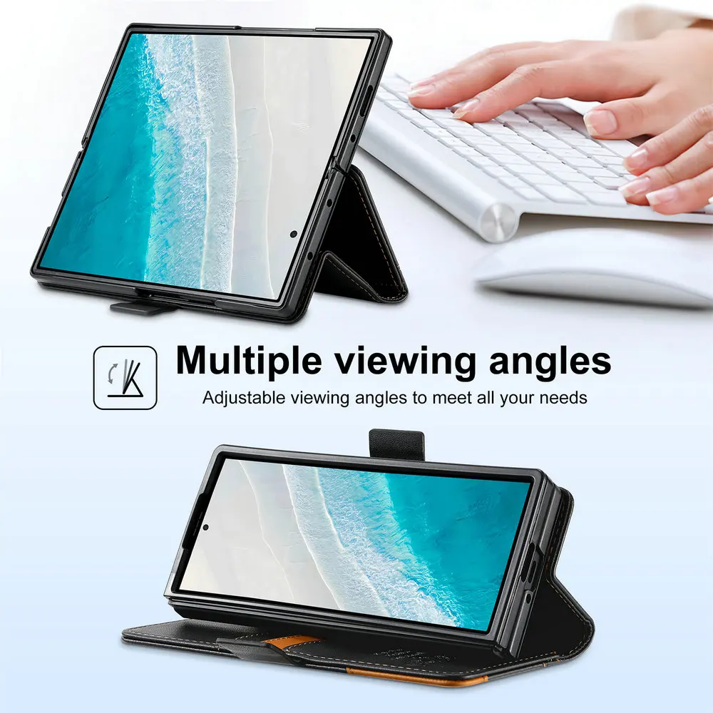 Luxury Leather Wallet Magnetic Book Armor Flip Cover Case