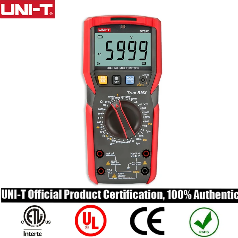 UNI-T Профессиональный цифровой мультиметр UT89X UT89XD True RMS NCV 20A ток AC DC Вольтметр
